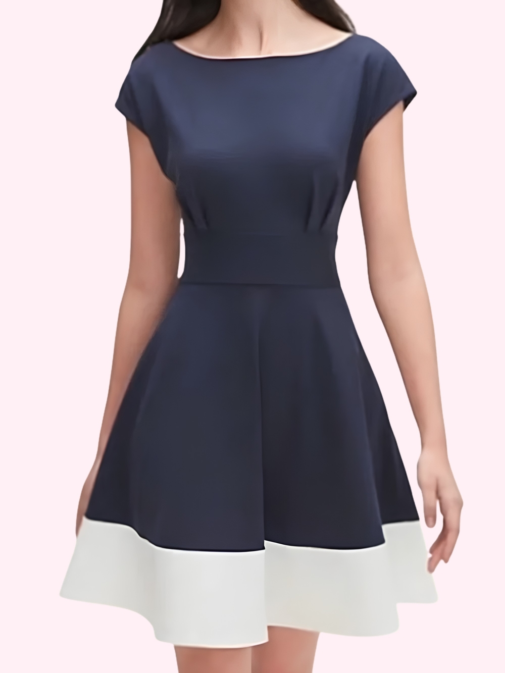 kate spade Colorblock Fiorella Navy Dress with White Hem